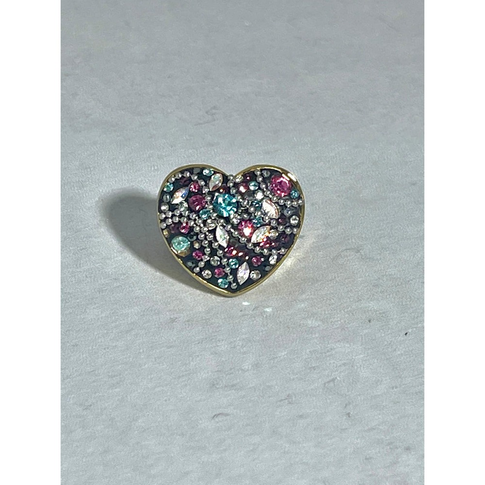 Vintage Linaje Stainless gold tone ring with multi-colored rhinestones sz. 5 3/4